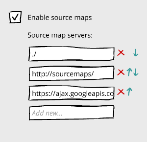 possible dev tools options for setting source map servers